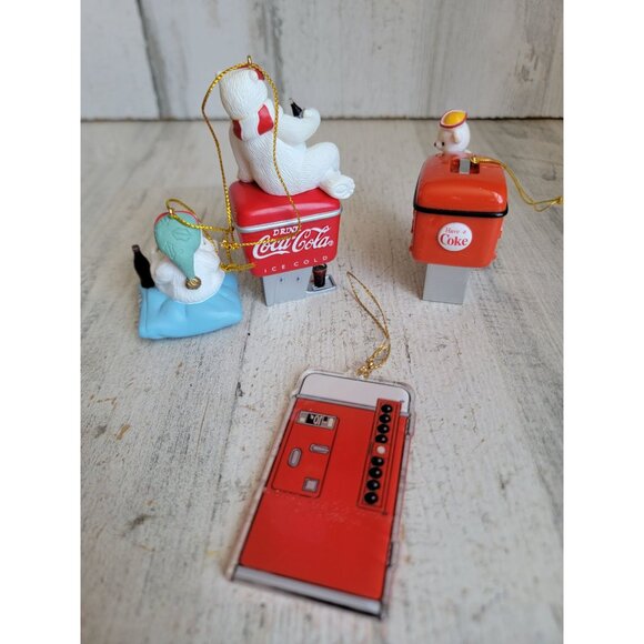 Polar bear Coca-Cola soda dispenser machine ornament Xmas set variety - Picture 6 of 8